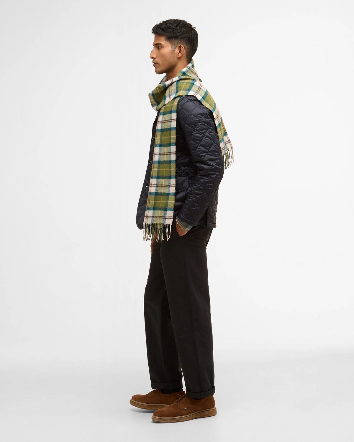 tartan lambswool scarf<BR/> 
