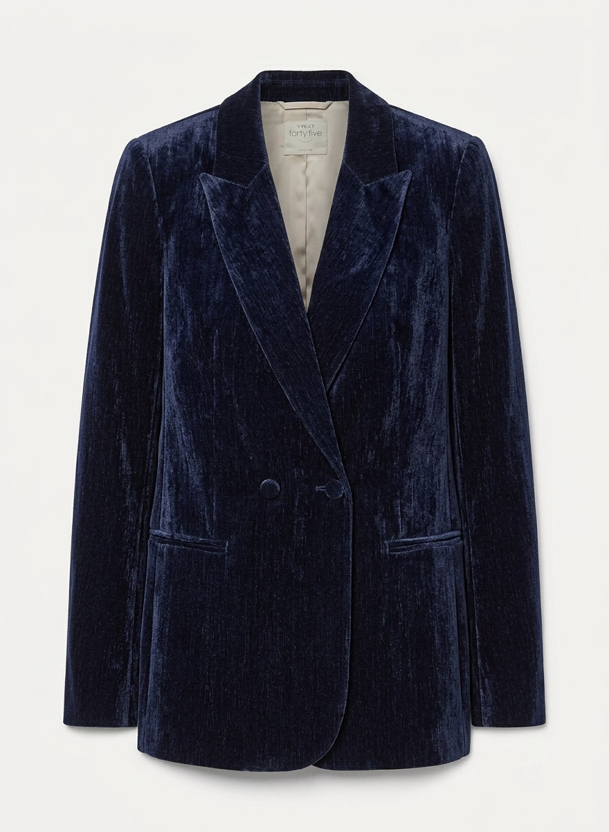 double twill velvet doublebreasted blazer<BR/> 