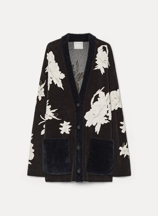 "the lotus"chenille jacquard cardigan 