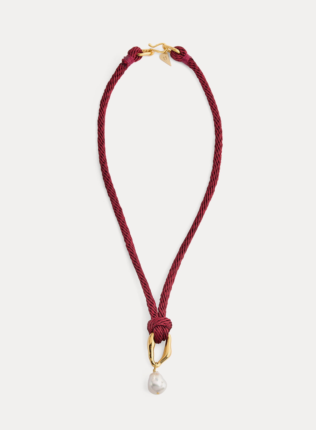 rope necklace with sculpture element and pearl - collana corda con gioiello scultura e perla 