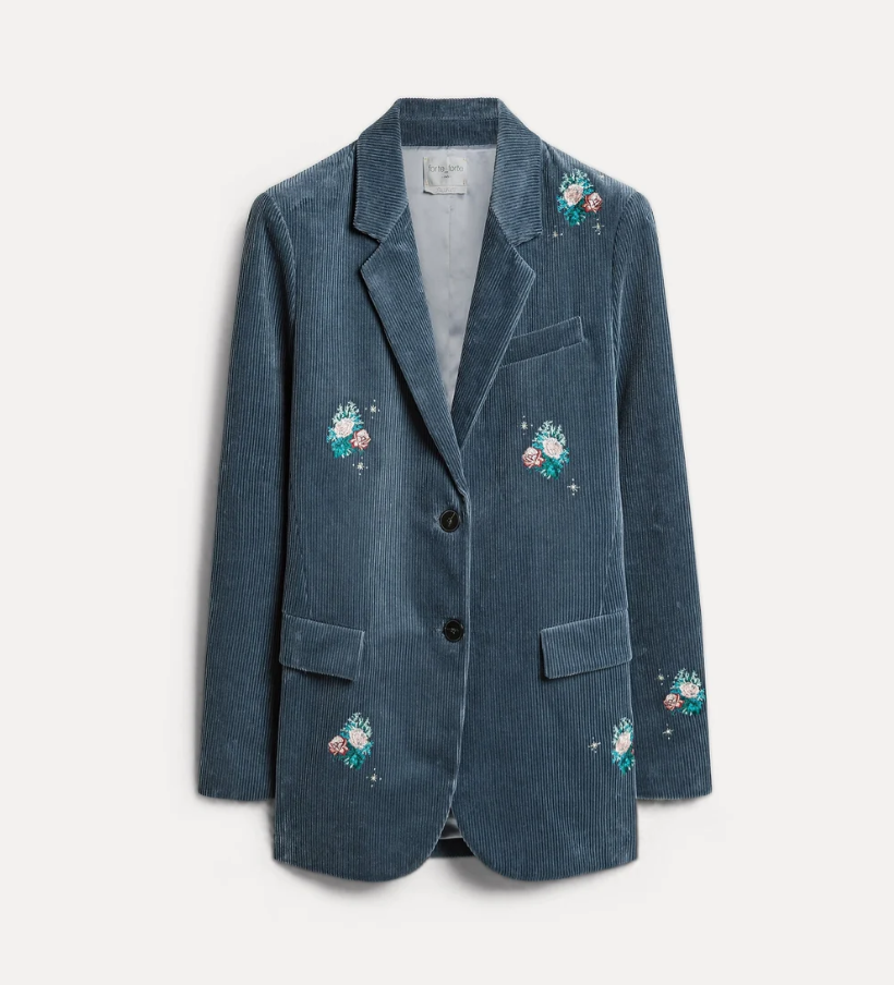 giacca chic corduroy ricamo "bouquet" - "bouquet" embroidery ribbed velvet chic jacket 