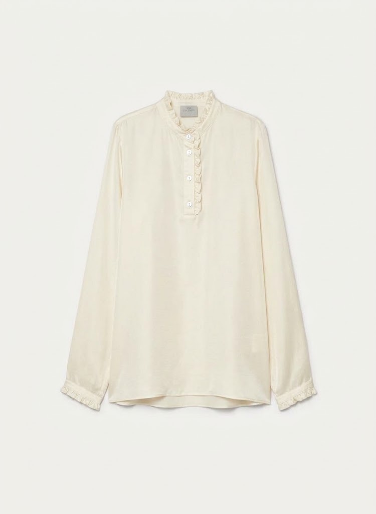 camicia colletto volant habotai seta - habotai silk ruffle collar shirt 
