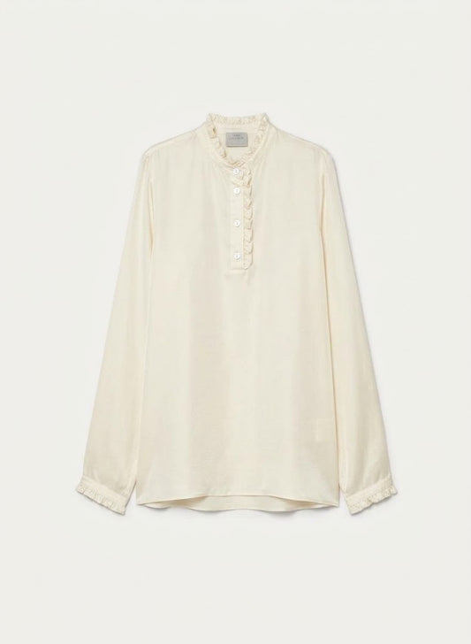 camicia colletto volant habotai seta - habotai silk ruffle collar shirt 