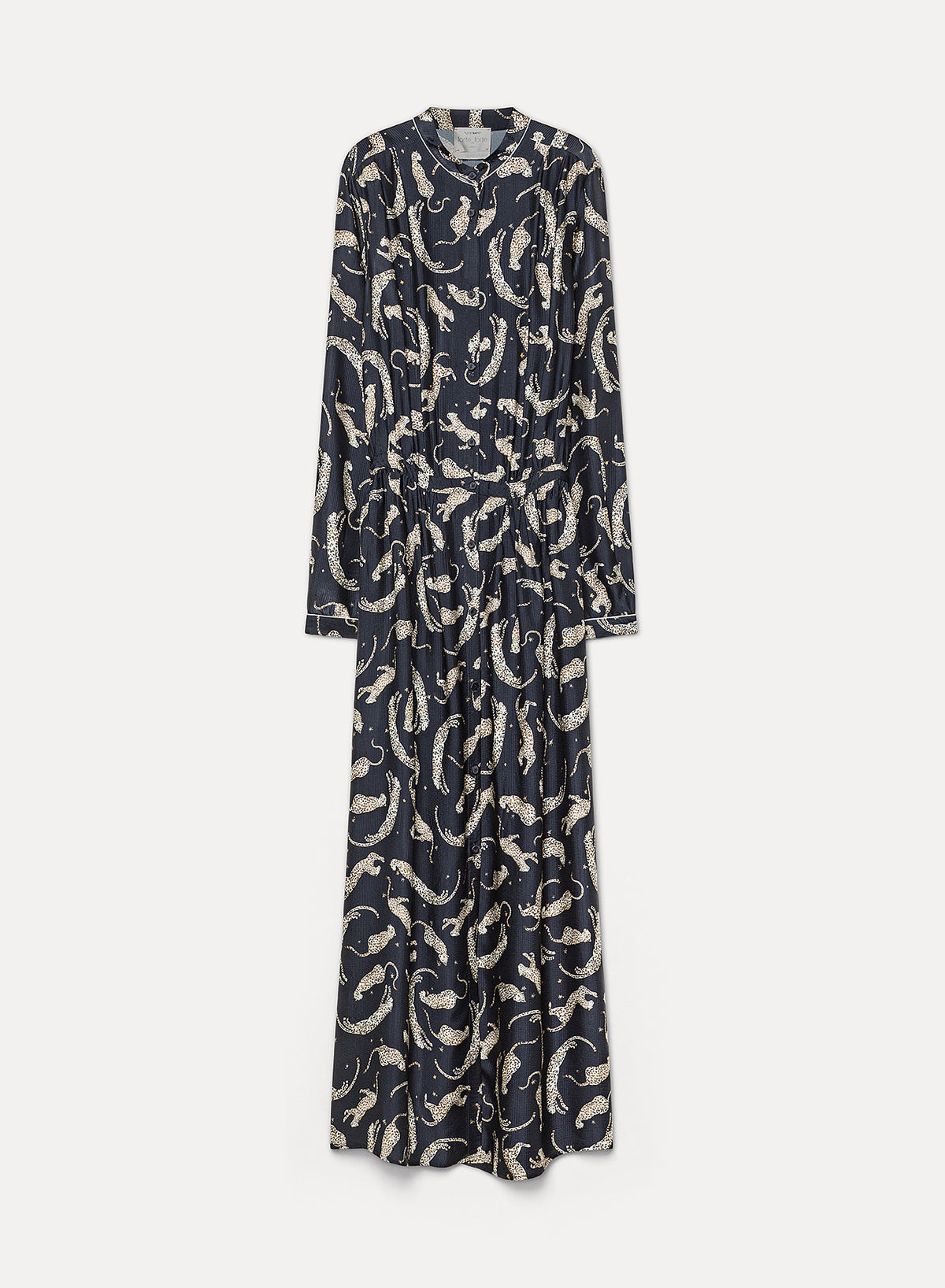 abito chemisier raso ricamo "royal leopard" - "royal leopard" print satin chemisier dress 