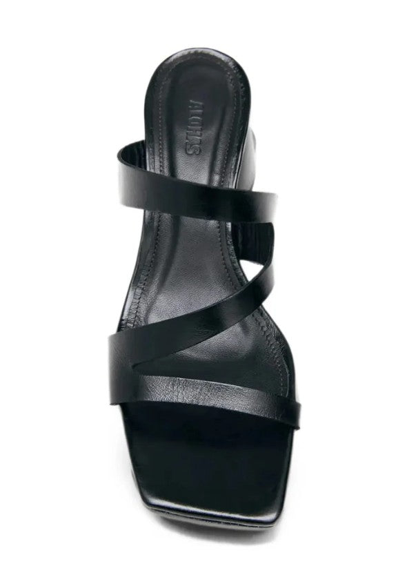 Orielle Rift Black Leather Sandals<BR/>SANDALI IN PELLE NERA ORIELLE RIFT 